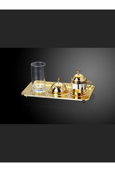 Lucena Gold Color Istanbul Motif Coffee Cup Set