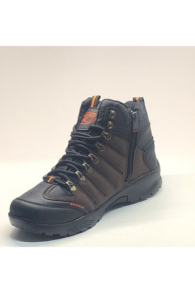 Dakırs Ανδρικές χειμερινές μπότες αδιάβροχες Trekking με φερμουάρ Αντιολισθητική σόλα καφέ