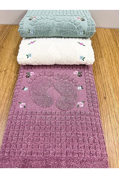 AYHANHOME 3 db-os hímzett lábtörlő - 100% pamut, méret: 50x70