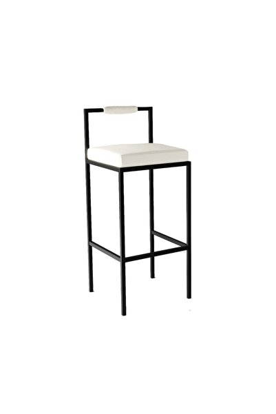 Genel Markalar Fact Siyah Metal Bar Sandalyesi Beyaz