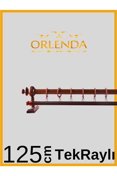 Orlenda Cherry Wood Headed Aluminum Pipe Rustic Curtain Hanger Single Rail 125 Cm