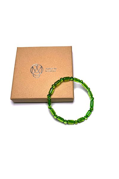 Amber by Mazukna Green Flexible Cylinder Drop Bracelet - Adult, Certified Amber