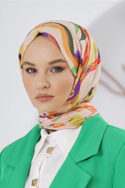 Loryan Confetti Patterned Cotton Shawl - Linen Linen Blend, Mink