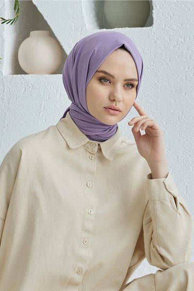 Loryan Tuana Dark Lilac Patterned Cotton Jacquard Shawl
