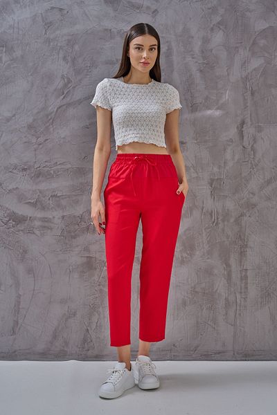 SHUGAA WOMEN'S FABRIC MIXLE CARROT PANT