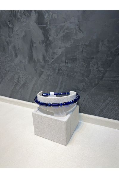 Amber by Mazukna Flexible and Certified Blue Cylinder Drop Bracelet - Adult