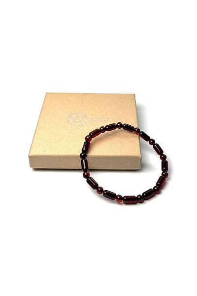 Amber by Mazukna Flexible and Certified Brown Cylinder Drop Bracelet - Adult