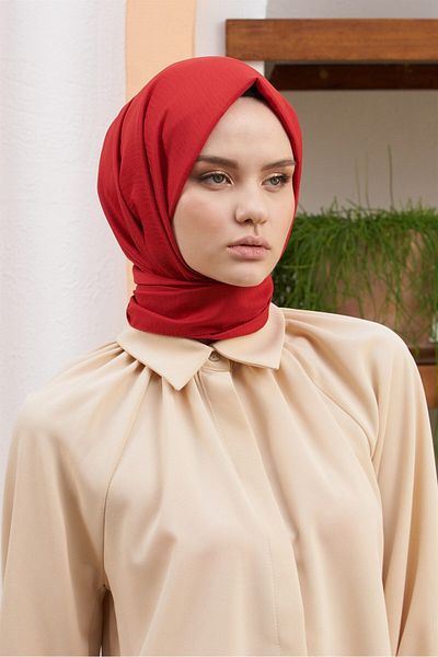 Loryan Red Initial Patterned Cotton Jacquard Shawl - Alisa