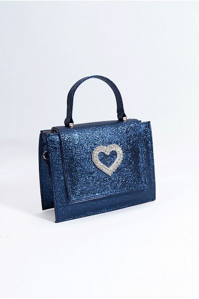 Sun Pieces SOFIA GLOSSY DARK BLUE, VEGAN LEATHER HANDBAG, EVENING BAG