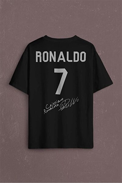 Genel Markalar Unisex Tasarım Ronaldo Baskılı Oversize %100 Pamuk T-shirt