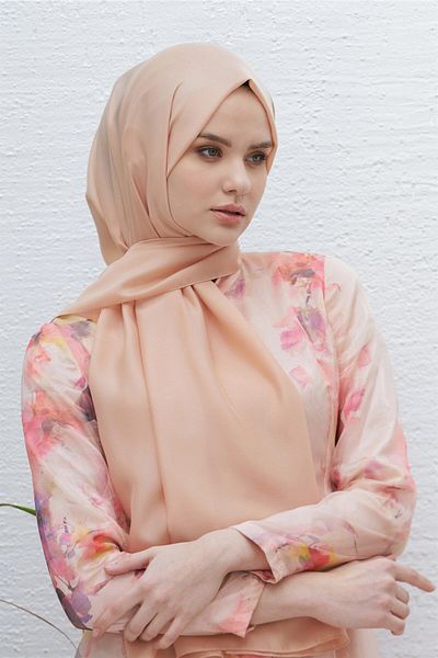 Loryan Shiny Monochrome Polina Shawl - Scarf, Evening Dress and Daily Use, Caramel