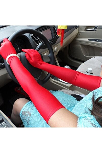 EREN STYLE قفازات سوداء طويلة من الساتان ليكرا (قفازات الرقص والأوبرا) - 48 سم