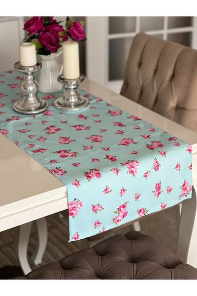 Ayd Home Mint Pink Floral Runner 35-135 cm Ranır Tableware Kitchen Mother's Day New Year Christmas Serving Spring