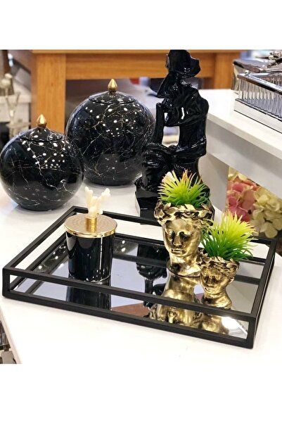 thorqtech Dekoratif The Milas Aynalı Metal Tepsi 30cm X 40cm