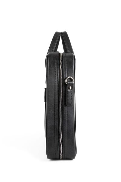 Sevinç Çanta Deridense Macbook Organizer Laptop Evrak Çantası 13" & 14" Inç Vegan Deri Crazy Siyah