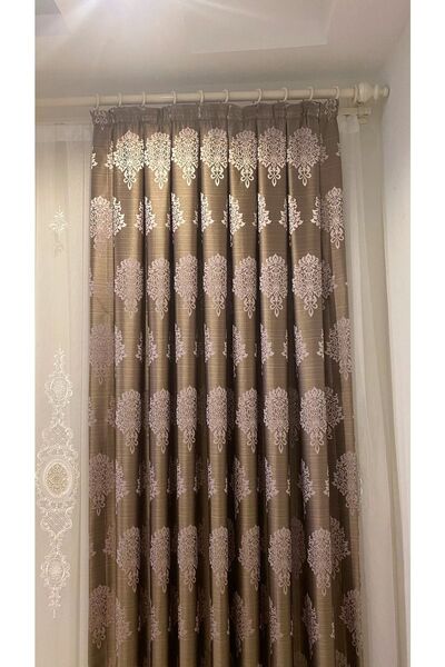 Orlenda Beyaz Ahşap Başlıklı Alminyum Boru Rustik Perde Askısı Tek Raylı 100 Cm