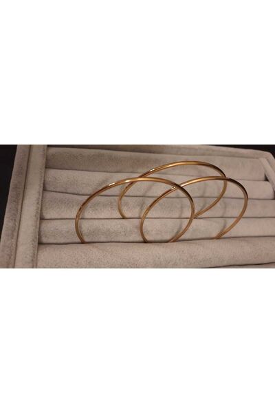 Ajda bilezik yuvarlak kesim gold rose ve gümüş renk çelik