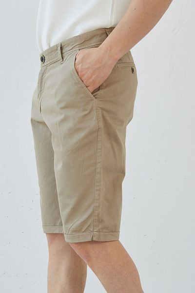 RAVANELLI Ανδρικό σορτς Chino σε μπεζ λεπτή εφαρμογή Gabardine Cotton