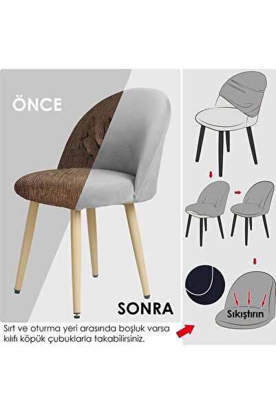 TUCHMALL Likralı Kadife Sandalye Kılıfı, Sandalye Örtüsü, Lastıkli Yıkanabilir Oval