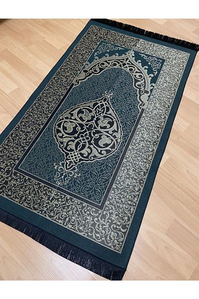 AYHANHOME حزمة هدية منقوشة مهدب سجادة الصلاة التفتا الخضراء