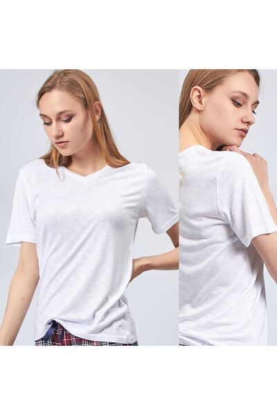 Moda Clubu Filamlı Women's V-Neck T-shirt