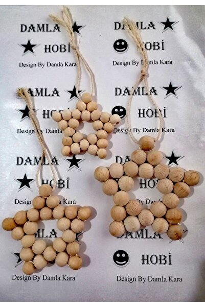 DAMLA HOBİ Çocuk Odalarına Ahşap Dekoratif Yıldız 3 Lü