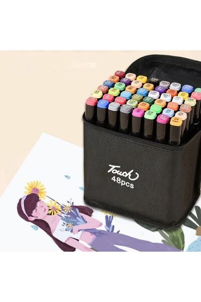 Art Tone Touch Marker Art Çift Uçlu 48 Adet Kalem Seti Çantalı Premium Boyama Kalemi