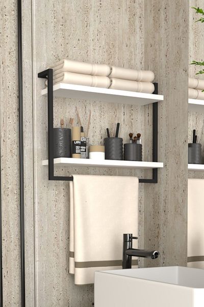 AJU Raft cu 2 niveluri Suport pentru prosoape Raft pentru cărți Suport pentru accesorii Acasă Baie Organizator pentru bucătărie Raft multifuncțional Gamă largă