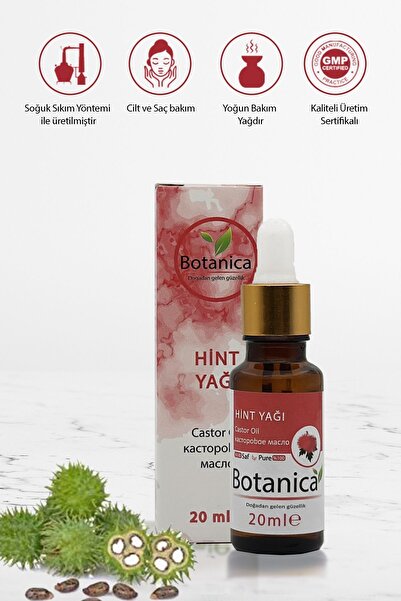 botanica Hint Yağı - Ricinus Communis - ( Saç Ve Kirpik Büyütme ) Besleyici Ve Nemlendirici Castor Oil 20 ml