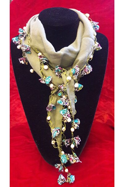 Burhan Yücel Lületaşı Oyalı Üzerlik Tohumu Işli Yeşil Fular Bandana