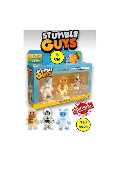Giochi Presiozi Stumble Guys Series 1 - مجموعة شخصيات صغيرة ثلاثية الأبعاد 3 قطع Frost Yeti Gingerbread Hatchling - 5 سم