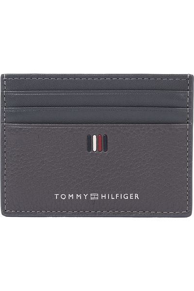 Tommy Hilfiger Herren-Geldbörse mit Markenlogo, glatter Oberfläche, mehreren Kartenfächern, dunkelgrau, AM0AM11858-PSM