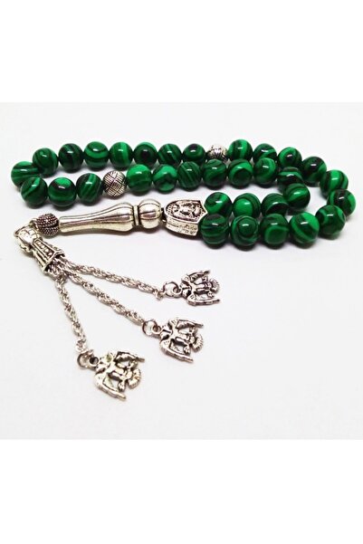 Kusakli مسبحة من الحجر الطبيعي ذات رأسين باللون الأخضر