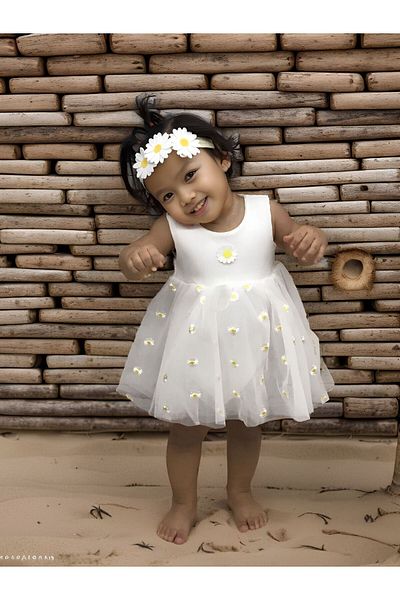 tinitins Newborn Daisy Tulle Badi Dress with Snap Fasteners