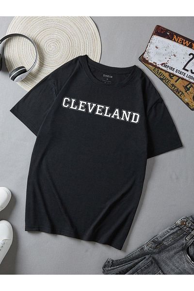 TKSTORE Cleveland Unisex Text T-Shirt