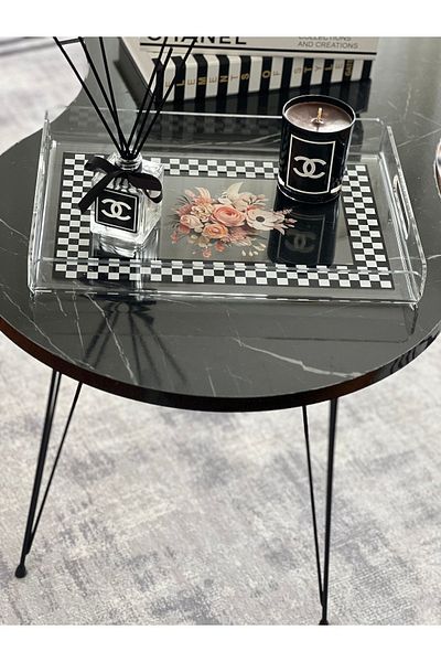 lamoonhome Floral Checkerboard Pattern Presentation Tray