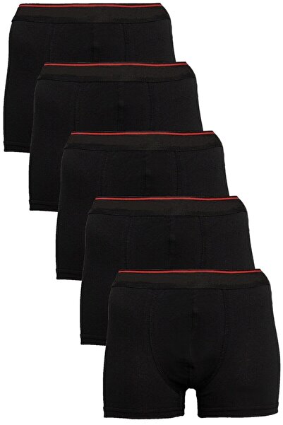 marmara qumasch Large Size Men's Black Boxers - 5 Pack Cotton and Lycra
