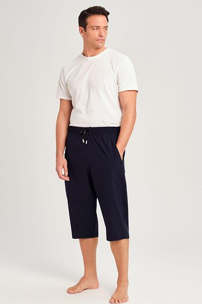 Haşema Ανδρικό μακρύ σορτς Navy Blue Plus Size Wide Fit