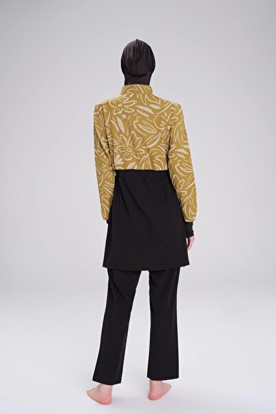 Haşema Бански костюм Esila с флорален мотив и черен горчичен плат и хиджаб