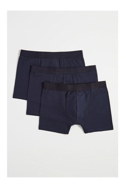 Generic Brand Navy Blue Men's Boxers - Plain 3-Piece, Cotton and Lycra