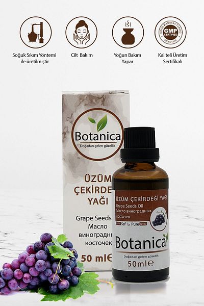 botanica زيت بذور العنب Vitis Vinifera - زيت العناية بإصلاح الجروح وإزالة علامات التمدد 50 مل