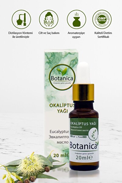 botanica Okaliptüs Yağı - Eucalyptus Globulus - ( Ferahlatma - Odaklanma ) Aromaterapi Yağı Uçucu Yağ 20 Ml