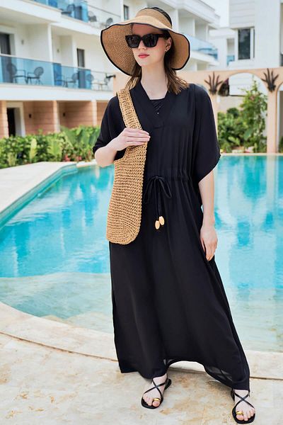 Haşema Pareo lung negru - Model 4049
