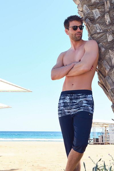Haşema Μακρύ ανδρικό σορτς Navy Blue με σχέδιο παλάμης