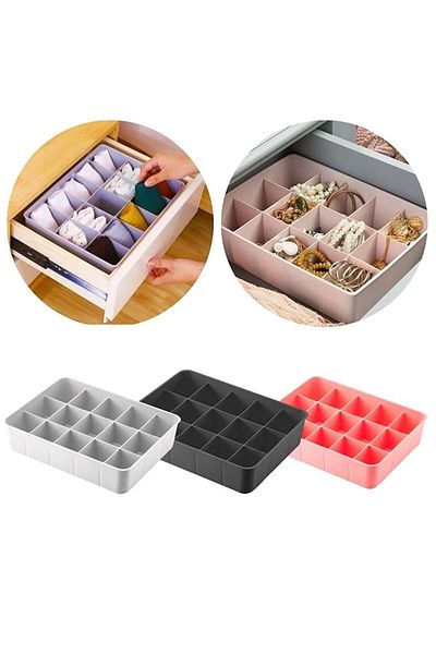 stilsenin34 15 Compartments Tie Socks and Drawer Organizer - Mixed Layout