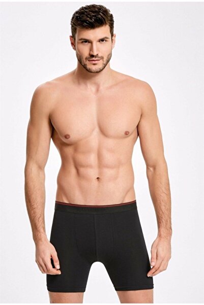 marmara qumasch Men's Black Long-Legged Stretch Fabric Boxer Shorts