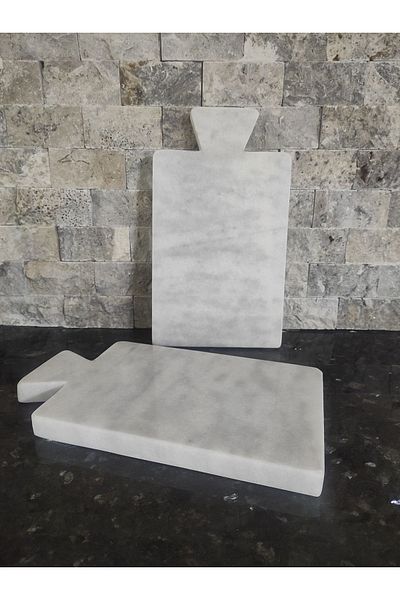 Zeybek Marble Real Marble 2 Pieces Cutting Board & Presentation Plate
