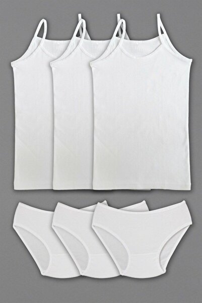 Generic Brand Girls' White Tank top Top and Panty Set, 3-Pack , %100 Cotton