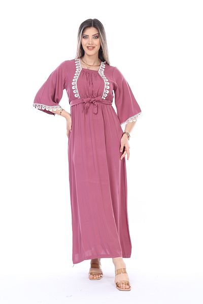 mervemoda Γυναικείο καλοκαιρινό κοντομάνικο υφαντό φόρεμα