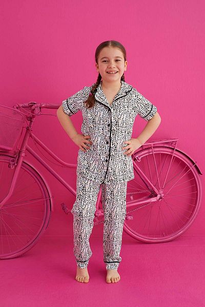 ELİTOL Set de pijama cu nasturi din lycra din bumbac